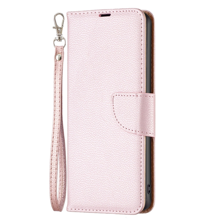 Para Samsung Galaxy M14 5G Litchi Texture Pure Color Funda de cuero para teléfono (Oro rosa)