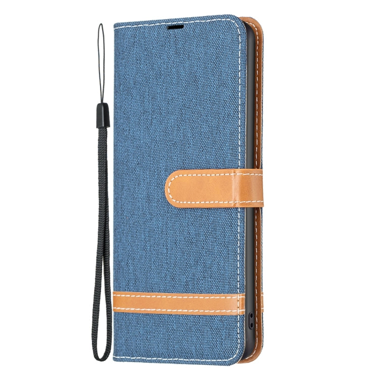 Para Nokia G22 Color Block Denim Texture Leather Phone Case (Azul oscuro)