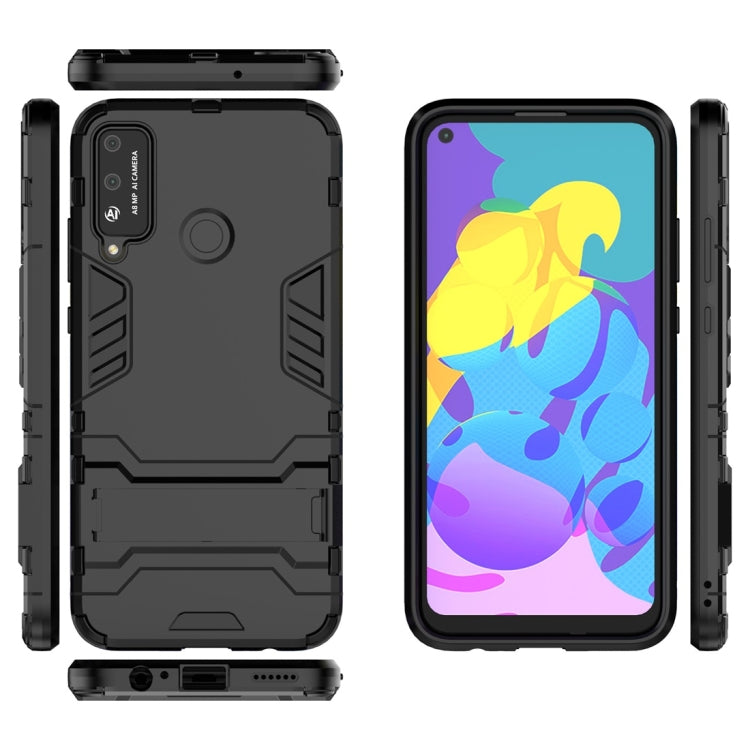 Para Huawei Honor Play 4T PC + TPU Funda protectora a prueba de golpes con soporte invisible (Negro)
