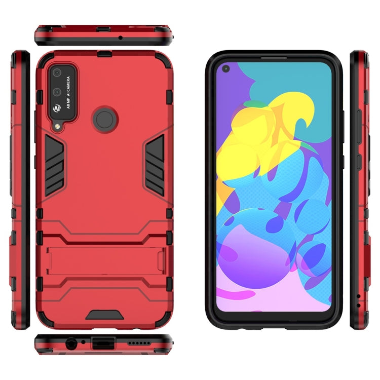 Para Huawei Honor Play 4T PC + TPU Funda protectora a prueba de golpes con soporte invisible (rojo)
