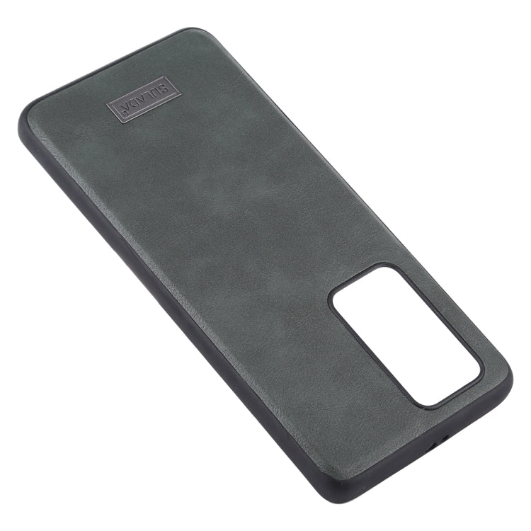 Para Huawei P40 Pro SULADA TPU a prueba de golpes + Funda protectora de cuero hecha a mano (Verde)