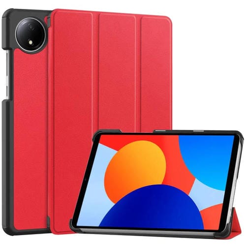 Funda de cuero con textura Custer de 3 pliegues para Xiaomi Redmi Pad SE 8.7 (roja)