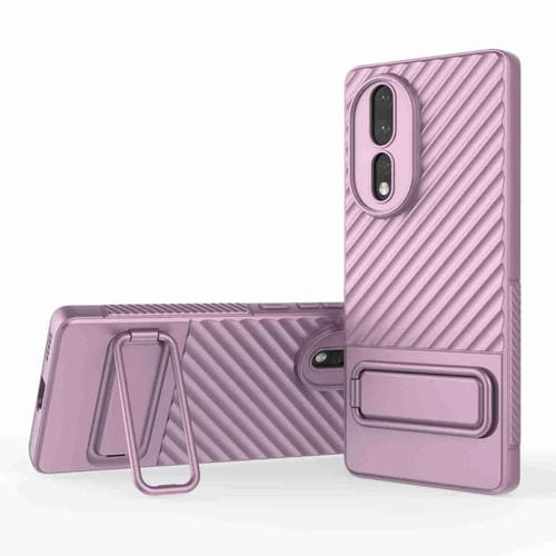 Funda TPU para Honor 80 5G con Textura Ondulada y PelĂcula de Lente (PĂșrpura)