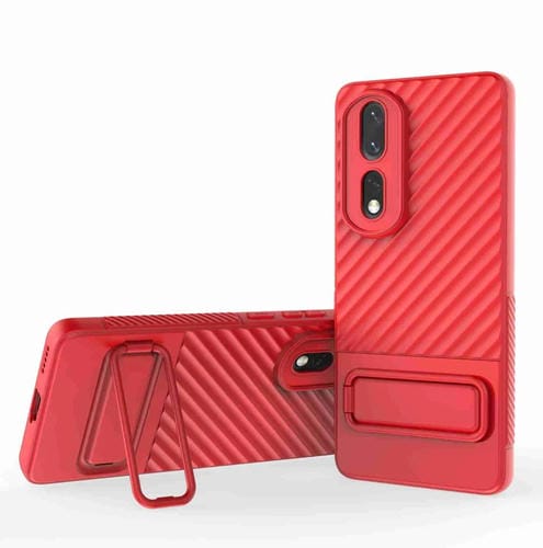 Funda de TPU para Honor 80 Pro 5G con Textura Ondulada y PelĂcula de Lente (Rojo)