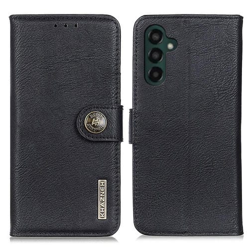 Funda para Teléfono Samsung Galaxy A55 5G Khazneh Cuero con Tapa Horizontal Textura Piel de Vaca (Negro)