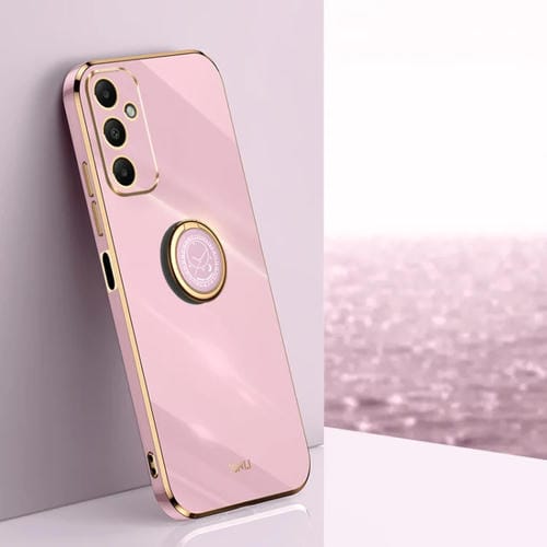 Estuche para Teléfono Xinli Samsung Galaxy A05S TPU Electrochapado 6D Borde Recto Soporte Anillo (Púrpura Cereza)