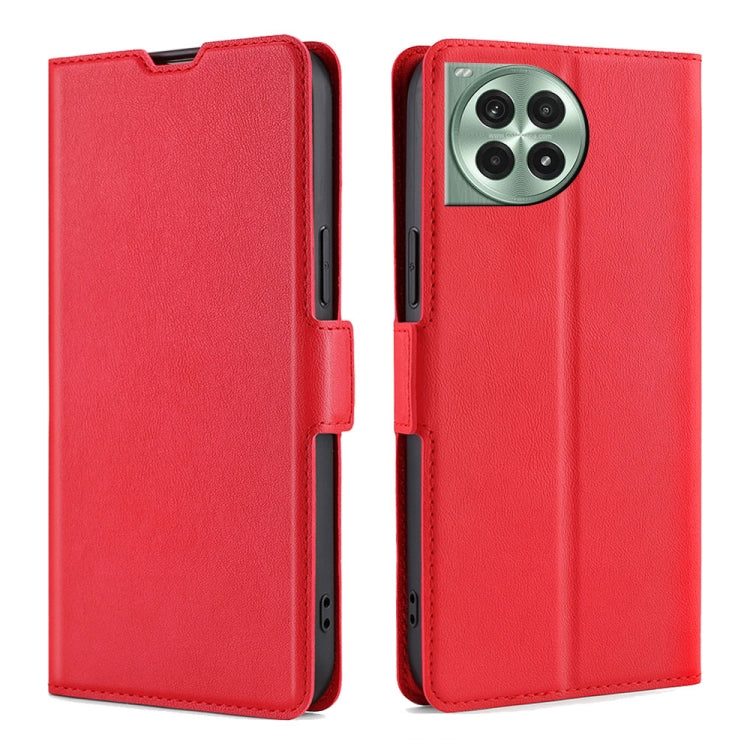 Funda de Cuero para OnePlus Ace 3 Pro 5G con Tapa Horizontal y Hebilla Lateral (Rojo)