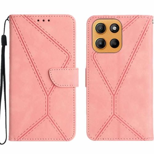Funda de Cuero con Relieve y Costuras para Motorola Moto G Stylus 5G (2025) (Rosa)