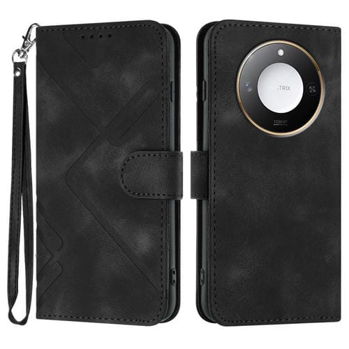 Funda de Cuero para Honor X60/X9C con Diseño de Líneas Inteligentes y Tacto Suave (Negro)