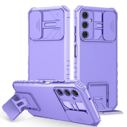 Funda para Teléfono Samsung Galaxy A05S con Soporte Estereoscópico y Escudo de Levas Deslizante (Púrpura)