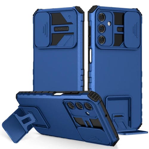 Funda para Teléfono Samsung Galaxy A15 5G con Soporte Estereoscópico y Escudo de Levas Deslizante (Azul)