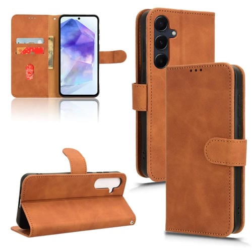 Funda para Samsung Galaxy A55 5G Skin Feel Cuero con Tapa Magnética (Marrón)