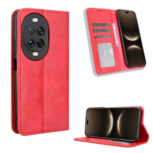Funda de cuero con textura retro y hebilla magnética para Huawei Nova 14 Ultra 5G (roja)