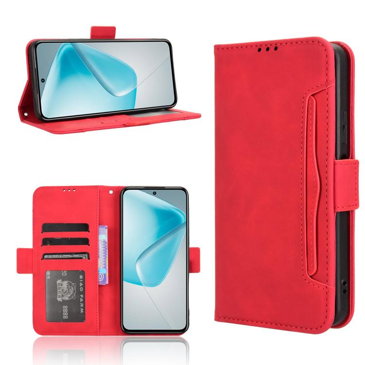 Funda de Cuero Piel de Becerro con Ranuras para Tarjetas para Infinix Hot 50 Pro+ 4G (Rojo)