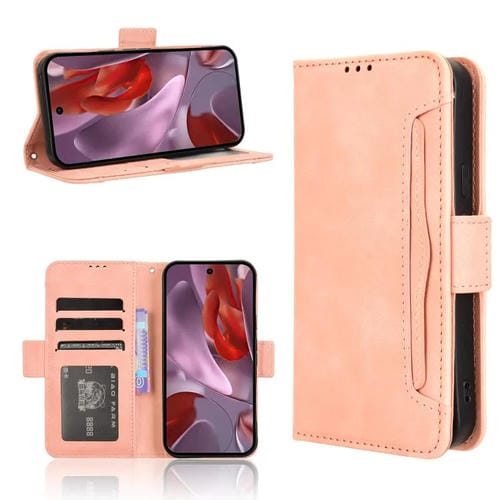 Funda de Cuero Piel de Becerro con Ranuras para Tarjetas para Google Pixel 9A (Rosa)
