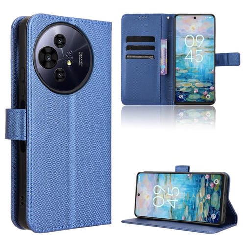 Funda de Cuero para TCL 50 Nxtpaper 5G con Textura de Diamante (Azul)