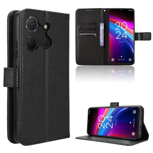 Funda de Cuero con Textura de Diamante para Teléfono TCL 503 (Negro)