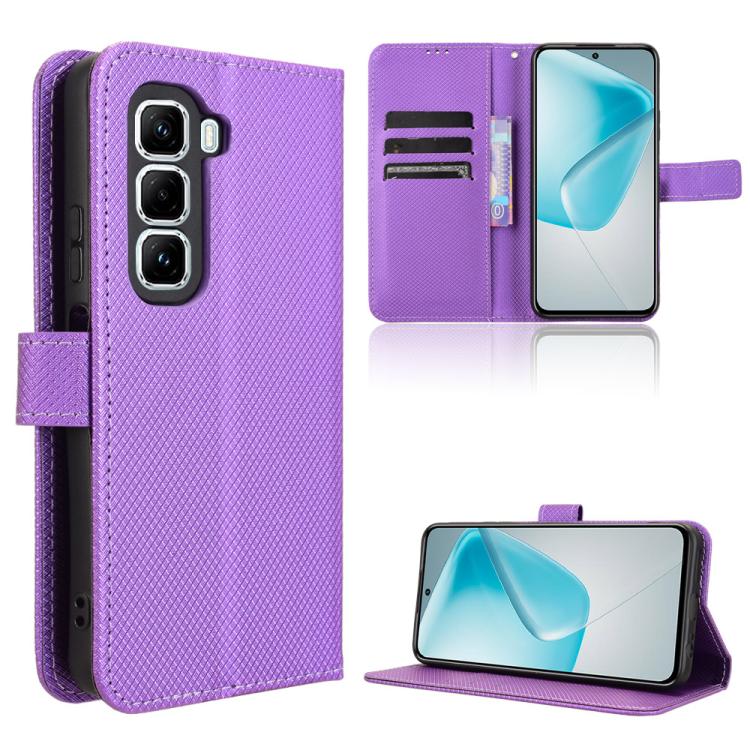 Funda de Cuero con Textura de Diamante para Infinix Hot 50 Pro 4G (Morado)