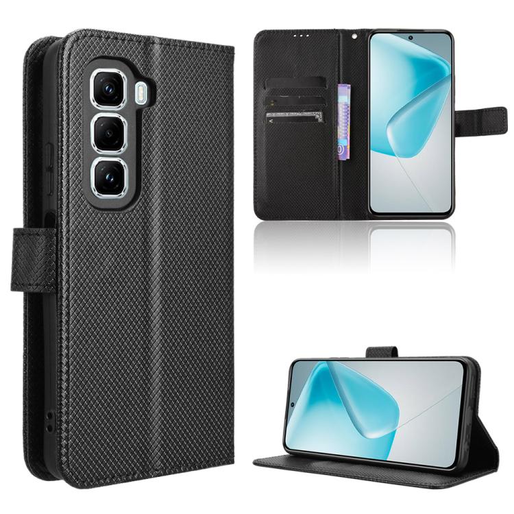 Funda de Cuero con Textura de Diamante para Infinix Hot 50 Pro+ 4G (Negra)