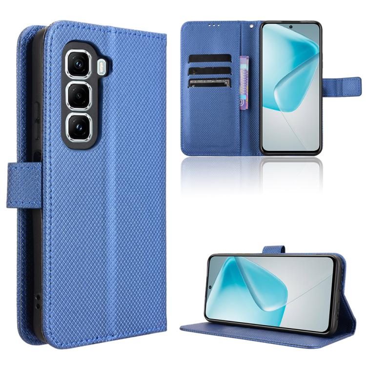 Funda de Cuero con Textura de Diamante para Infinix Hot 50 Pro+ 4G (Azul)