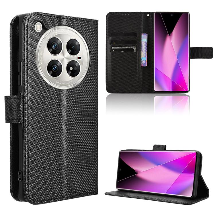 Funda de Cuero con Textura de Diamante para Infinix Zero 40 5G (Negro)