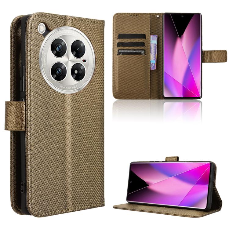 Funda de Cuero con Textura de Diamante para Infinix Zero 40 5G (Marrón)