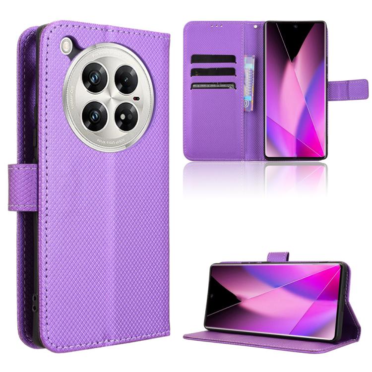 Funda de Cuero con Textura de Diamante para Infinix Zero 40 5G (Morado)
