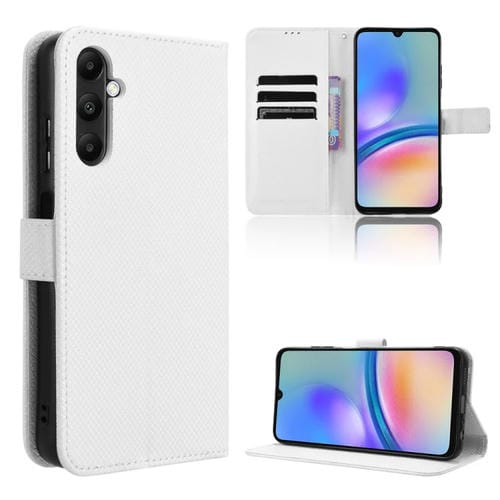 Funda para Samsung Galaxy A05S 4G Cuero Textura de Diamante (Blanco)