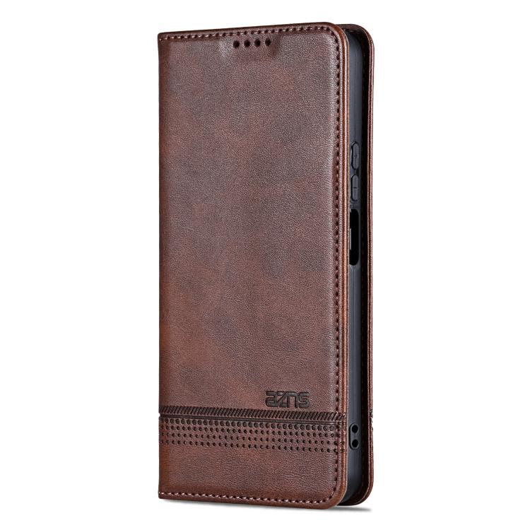Funda Piel Sintética Azns con Tapa Magnética para Huawei Mate 70 Pro/70 Pro+ (Marrón Oscuro)