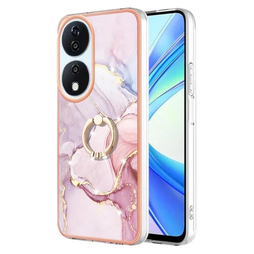 Funda para Teléfono Honor X7B 4G/5G con Soporte Anillo y Revestimiento Mårmol Imd TPU (Oro Rosa)