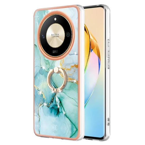 Funda para Teléfono Honor X9B con Soporte para Anillo y Revestimiento Mårmol Imd TPU (Verde)