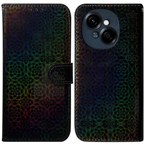 Funda de Cuero con Hebilla Magnética para Teléfono Tecno Spark Go 1 y Pop 9 Pro (Negro)
