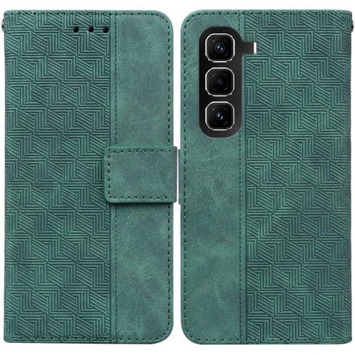 Funda de cuero con relieve geométrico para Infinix Hot 50 Pro+ 4G (verde)