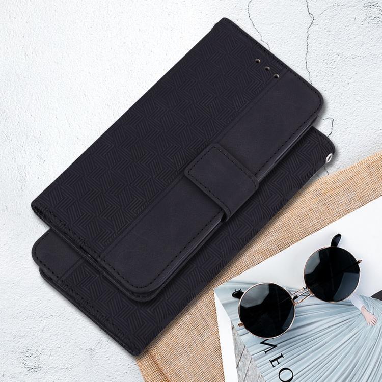 Funda de cuero con relieve geométrico para Infinix Hot 50 Pro+ 4G (negra)