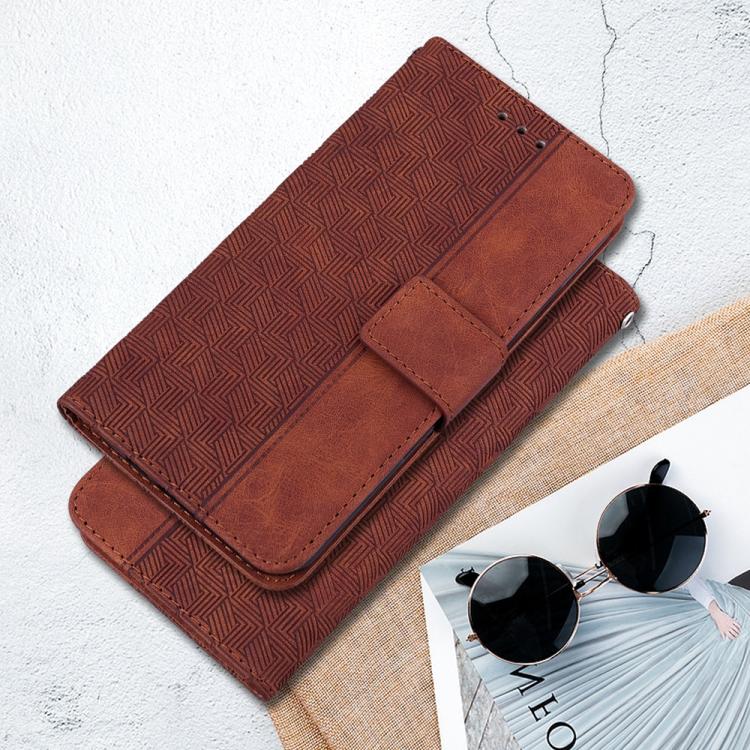 Funda de cuero con relieve geométrico para Infinix Note 50 Pro+ (marrón)