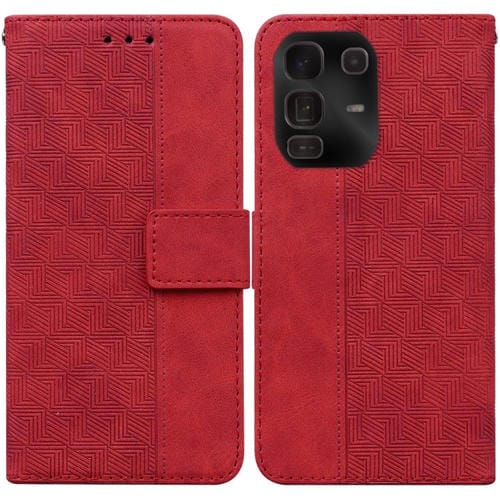 Funda de cuero con relieve geométrico para Infinix Note 50 Pro+ (roja)