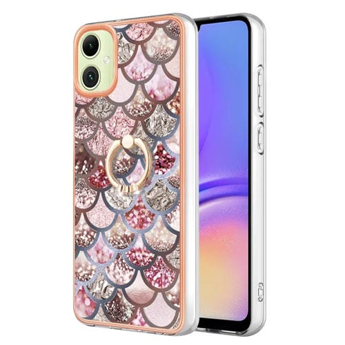Caja de teléfono Samsung Galaxy A05 Imd TPU con Galvanoplastia con Anillo (Escamas Rosadas)