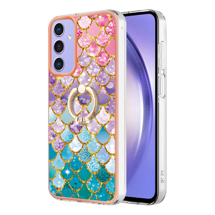 Caja de Teléfono Samsung Galaxy A15 5G Imd TPU con Galvanoplastia y Anillo (Escamas de Colores)