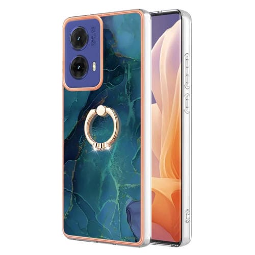 Estuche para Teléfono Motorola Moto G85 con IMD Doble Cara y Galvanoplastia Mármol (Verde)