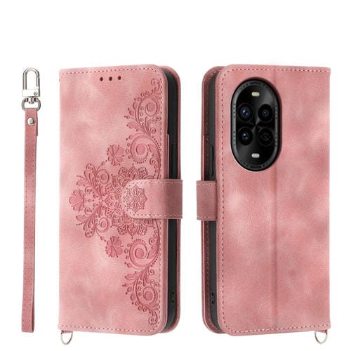 Funda de Cuero con Relieve de Flores para Huawei Nova 13 Pro (Rosa)