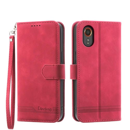 Funda para Teléfono Samsung Galaxy Xcover 7 Dierfeng Dream Line TPU y Cuero PU (Rojo)