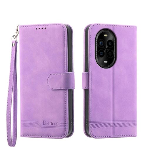 Funda híbrida de Cuero PU y TPU Dierfeng Dream Line para Huawei Nova 13 Pro (Morada)