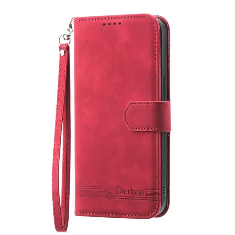 Funda híbrida de TPU y cuero sintético Dierfeng Dream Line para Huawei nova 14 Ultra (roja)