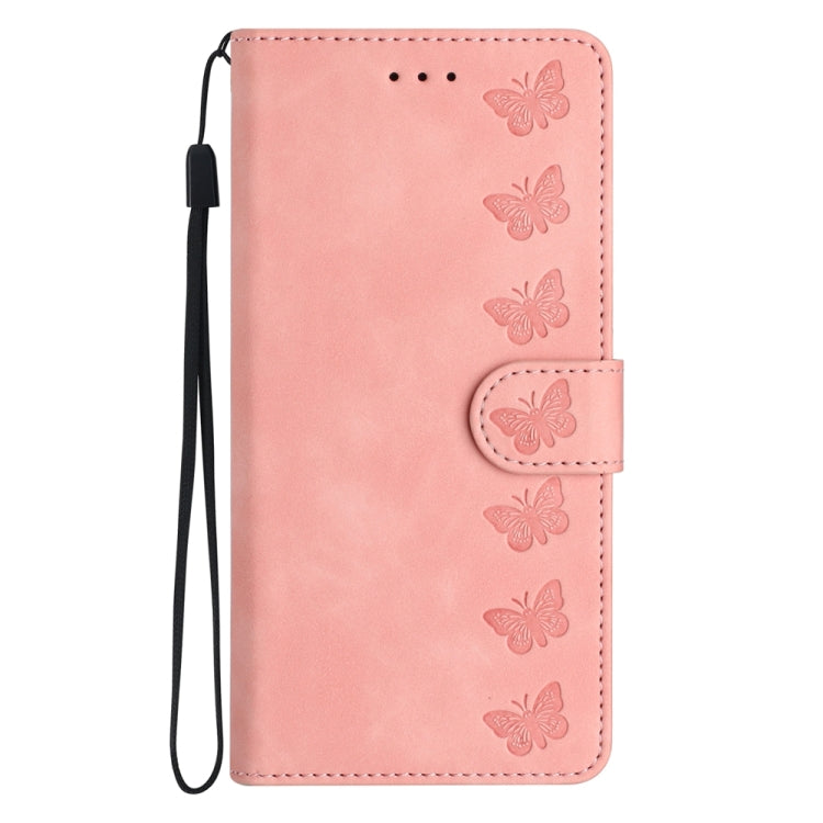 Caja de Teléfono Samsung Galaxy A34 Seven Butterflies Cuero En Relieve (Rosa)
