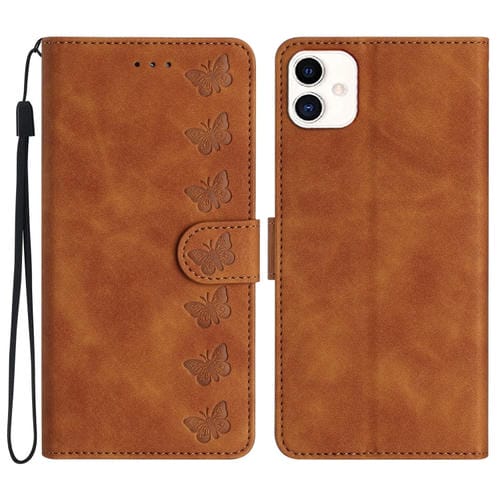 Funda para Teléfono Samsung Galaxy A05 Cuero con Relieve Seven Butterflies (Marrón)