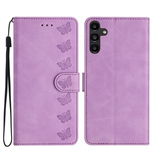 Funda para Teléfono Samsung Galaxy A35 5G Cuero Relieve Siete Mariposas (Púrpura)