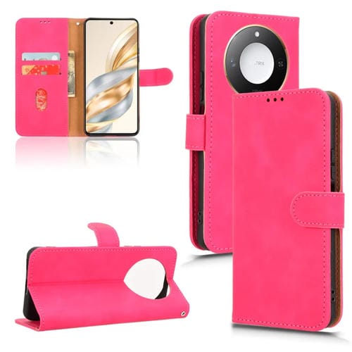 Funda de Cuero para Honor X60 5G con Tapa Magnética y Tacto Piel (Rosa y Rojo)