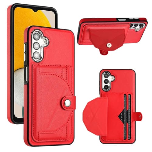 Estuche de Teléfono Samsung Galaxy A14 4G y A14 5G Cuero a Prueba de Golpes con Tarjetero (Rojo)