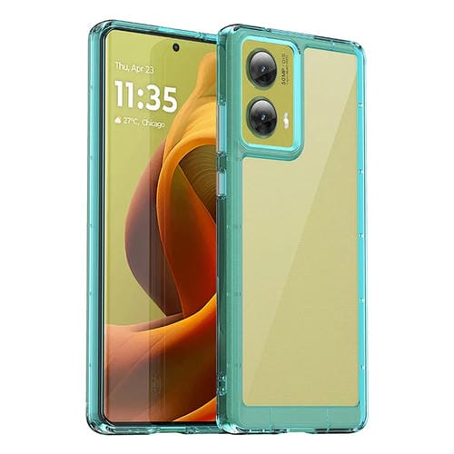 Funda Híbrida Acrílico TPU para Motorola S50 Neo Serie Colorida (Azul Transparente)