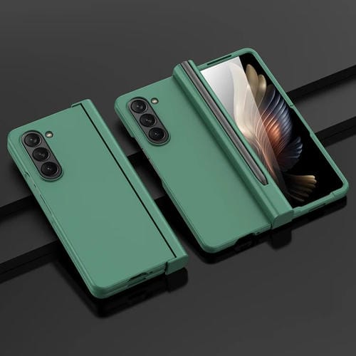Para Samsung Galaxy Z Fold5 Estuche para telĂ©fono integrado a prueba de golpes con ranura para bolĂgrafo (verde)